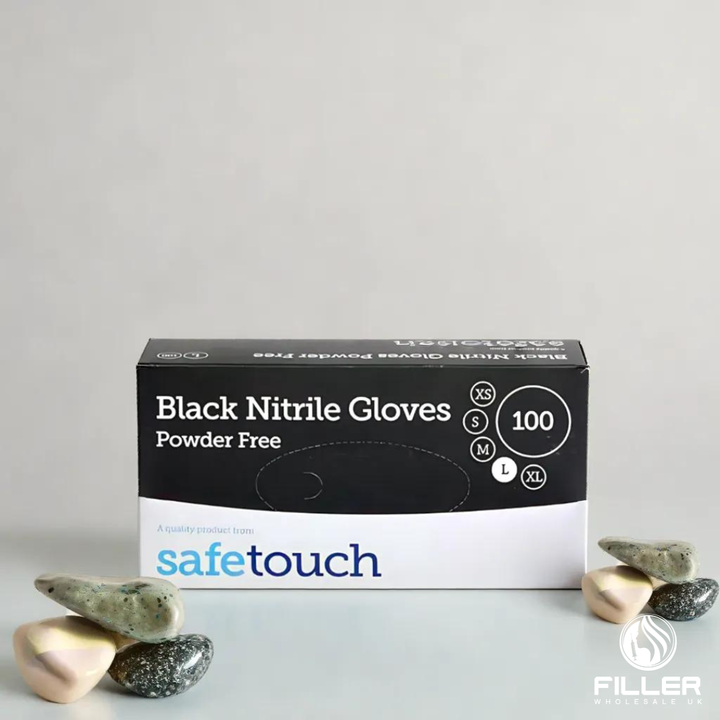 SafeTouch Black Nitrile Gloves Powder Free Medium