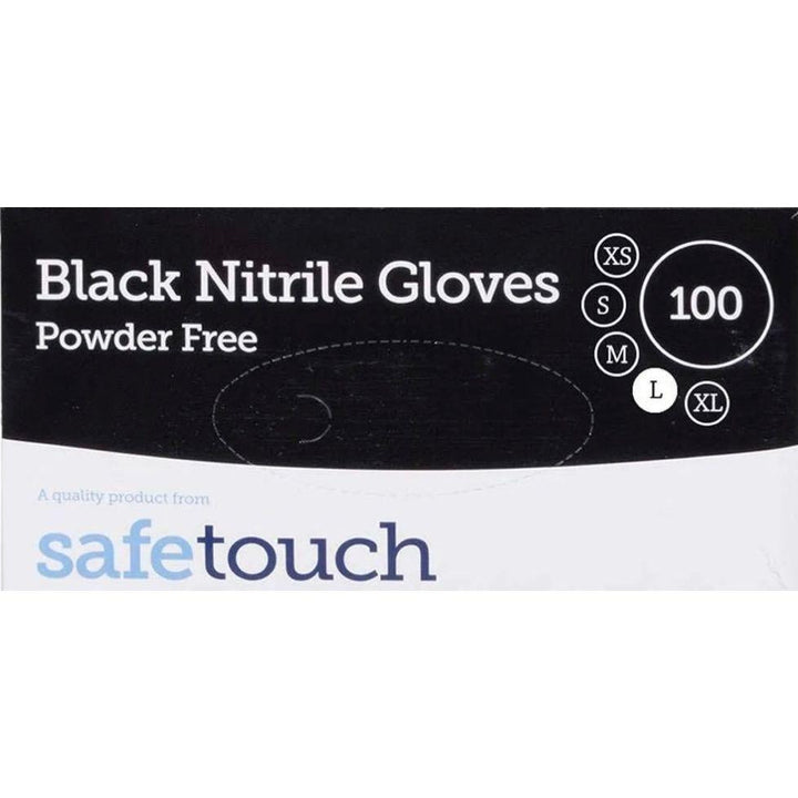 SafeTouch Black Nitrile Gloves Powder Free Medium