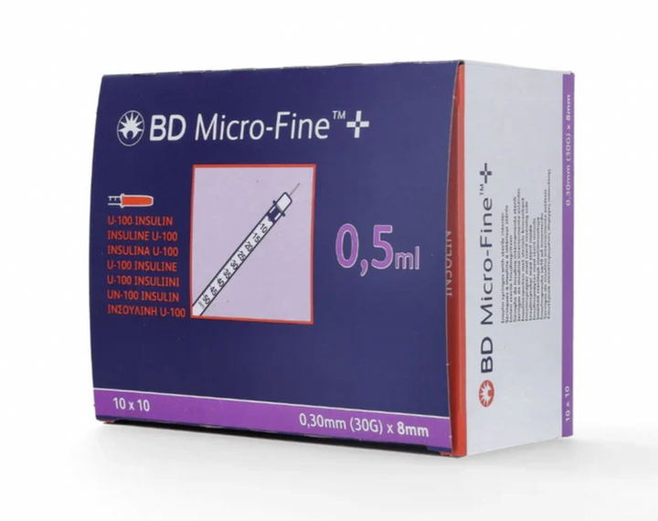 BD Fine Insulin Syringe | 30G 8mm Micro-Fine Needle (100 Units/mL)